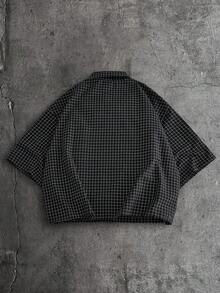 AXEPEAK Men's Casual Plaid Short Sleeve Shirt, Summer - Black - View 2