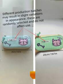 Joivida 1PC Cat Pencil Case Ins Cartoon Cute Embroidery Stationery Box High Value Large Capacity Student Pencil Bag - Multicolor - View 5