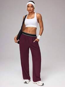 Eassivo Eassivo 女士休闲运动裤 - 紅色 - 查看 6