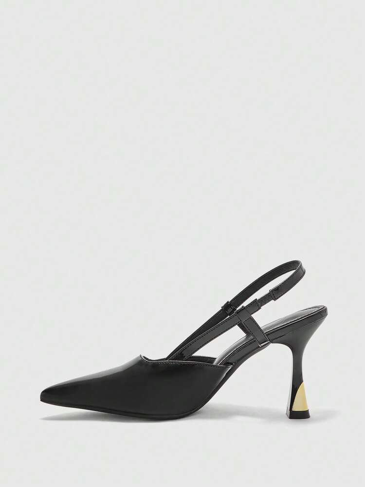 CUCCOO BIZCHIC Women Shoes Women's Pointed Thin High Heel Black Back Strap Women's High Heel Shoes Stylish And Comfortable Commuters Business Versatile Women's Slingback Shoes Spring Shoes