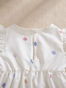 Souflis Souflis 法式新款女童夏季连衣裙，女婴甜美碎花短袖公主裙，夏季 - 白色 - 查看 8
