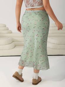 Solflare Váy dài in hoa xanh bạc hà cỡ lớn cho kỳ nghỉ hè - Màu xanh Bạc hà - Xem 2