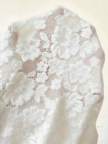 Sunnyshic Women's Black Lace Blouse, Elegant Sheer Hollow-Out Long Sleeve Fitted Casual Versatile Office Wear - White - View 8