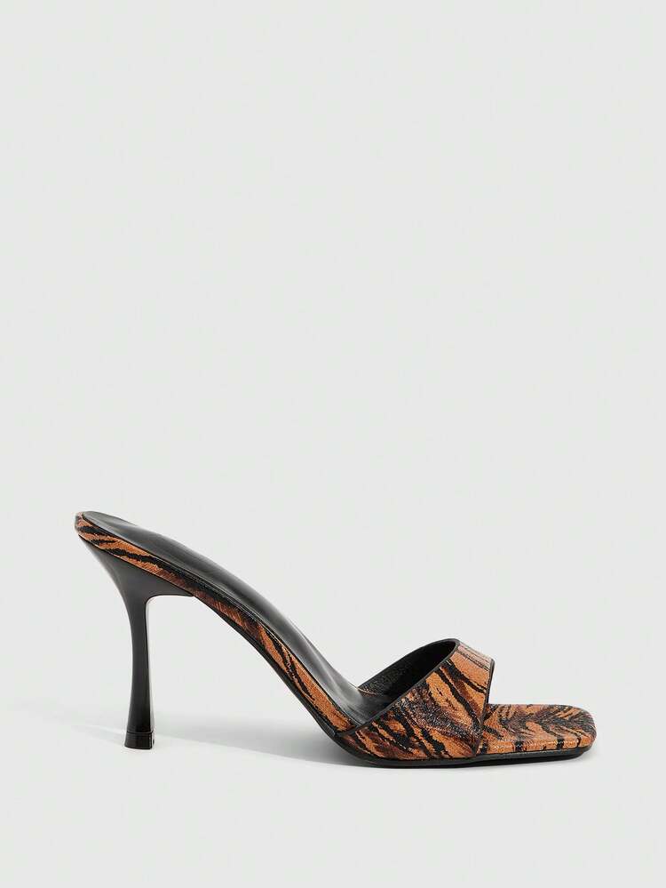 CUCCOO SZL Snake Skin Pattern Square Toe High Heel Sandals, Retro Sexy Style, Suitable For Dates, Parties, Urban Commute And Other Occasions Requiring Elevated Presence Spring Shoes