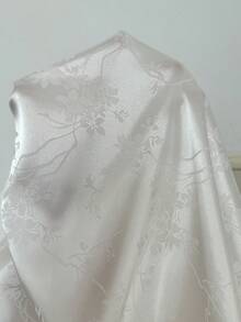 Côtesoire 仿丝绸提花荷叶边女士长袖睡衣套装 - 白色 - 查看 7