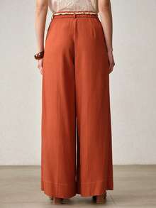 MOTF PREMIUM 女士橙色宽松休闲系带阔腿裤 - 紅色 - 查看 6