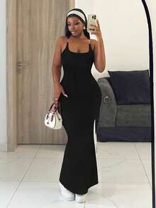 Slaydiva Hàng mới về mùa hè: Tiệc sinh nhật, Trở lại trường học, Phong cách Preppy, Trang phục học sinh, Đi chơi thường ngày, Các món đồ cơ bản đa năng, Thường ngày, Kỳ nghỉ, Du lịch biển, Bãi biển, Bên bờ biển, Tắm nắng, Các mặt hàng, Phong cách đường phố, Gợi cảm & Thanh lịch, Đầm dài ôm dáng cổ vuông dây mảnh - Đầm không tay dành cho nữ, Đầm phong cách Y2K, Đầm maxi đen, Đầm Wow - màu đen - Xem 4