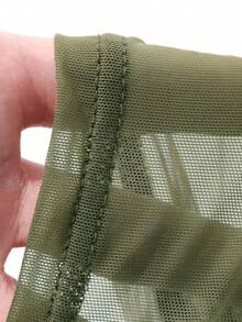 DAZY Blusa elástica de malla transparente con hombros descubiertos, para primavera/verano - Verde Oliva - Ver 8