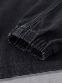 Manfinity Hypemode Men's Casual American Style Black Denim Jacket, Versatile For Commuting And Home Wear - Black - View 6