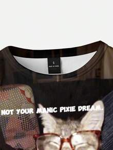 Y2Kool BiGraphic Women's Y2K Cat Animals Print Cropped Round Neck Tank Top, Wedding Guest, Music Festival, Musician, Night Club - Multicolor - View 3