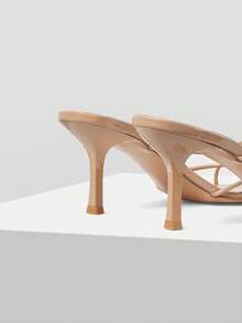 Mnmlis 优雅绑带高跟凉鞋，饰有金色圆球，适合晚宴、婚礼、夏季春季穿着，交叉绑带设计，圣诞节适用。 - 杏色 - 查看 7