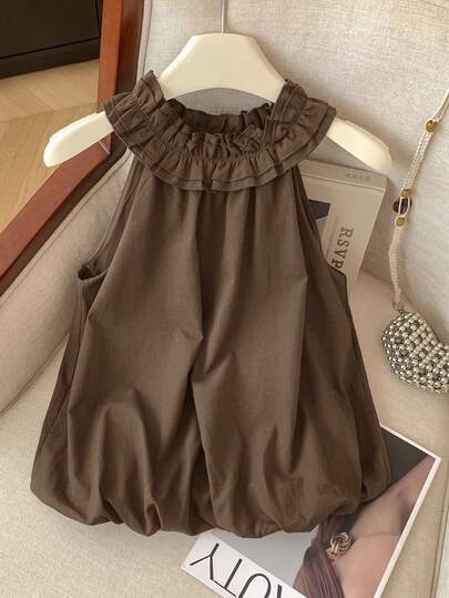 Resyla Women's Ruffled Floral Halter Neck Camisole Top, Summer Vacation