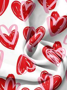 EMERY ROSE 女士情人节红白爱心印花V领短袖修身衬衫，休闲衬衫，适合约会、外出、度假、散步、周年纪念、夏季穿着，红色女士衬衫 - 彩色 - 查看 3