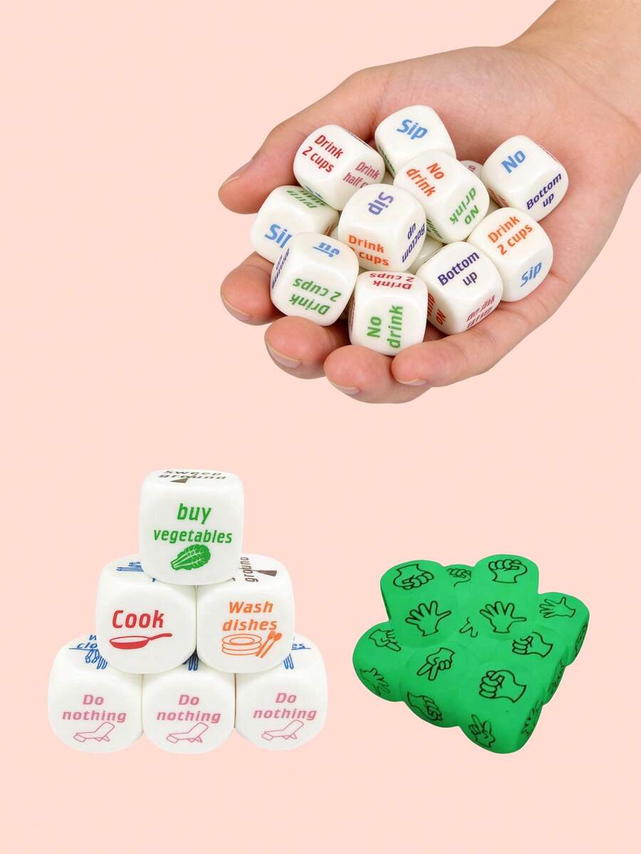 MINKOJA - SELECTS 10件套家用饮酒游戏骰子套装，骰子套装，朋友聚会，情侣游戏，家庭派对 - 彩色 - 查看 1
