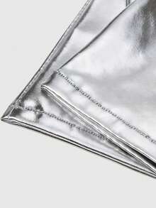 ROMWE Grunge Punk 1pair Women Solid Full Finger Gloves - Silver - View 5