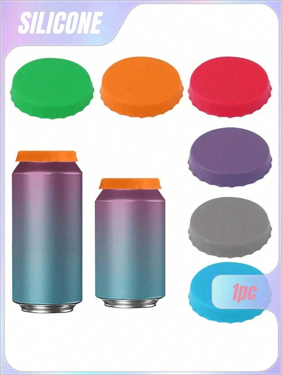 6pcs Silicone Soda Can Lids, Reusable Silicone Can Covers, Can Stopper Or Protector For Soda, Drink, Juice, Beverage, Fits Standard Cans - Multicolor - View 1