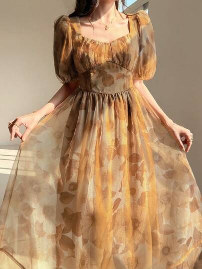 DAZY 春夏碎花连衣裙，优雅百搭，适合婚礼、派对、正式场合和通勤穿着。