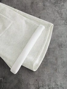 AXEPEAK 男士休闲时尚街头通勤泰迪绒字母印花抽绳腰短裤，夏季 - 杏色 - 查看 5