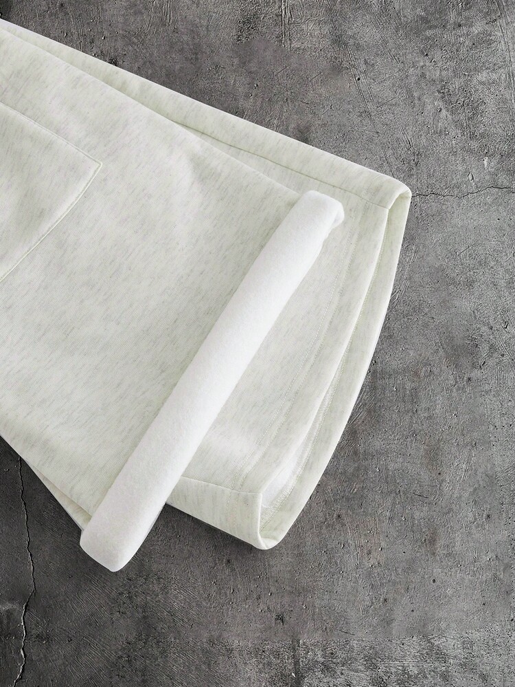 AXEPEAK 男士休闲时尚街头通勤泰迪绒字母印花抽绳腰短裤，夏季 - 杏色 - 查看 5