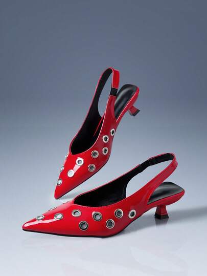 CUCCOO GRLICON Women's Fashion Metal Buckle Decor Pointed Toe High Heel Pumps