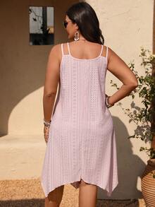 EMERY ROSE 夏季度假流行休闲镂空提花针织吊带连衣裙 - 粉色 - 查看 2