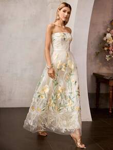 MOTF Soiréza WOMEN'S EMBROIDERED BANDEAU COCKTAIL DRESS, SUITABLE FOR DATES, PARTIES, AND EVENTS, SPRING/SUMMER - Multicolor - View 6