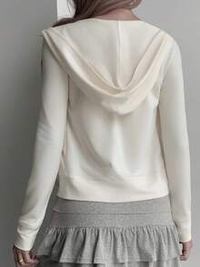 Livesso Autumn New Back To School Fitted Hooded Women Sweatshirt Sweatshirt - White - View 5