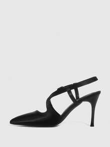 CUCCOO SZL 女士尖头搭扣设计时尚高跟凉鞋，适合日常穿着 - 黑色 - 查看 9