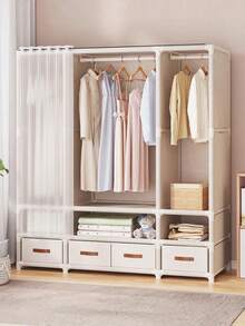 Practical And Elegant Bedroom Wardrobe, Floor Standing Clothes Rack, Sturdy Hanging Garment Rack, Luxury High Capacity Wardrobe, Easy Assembly Clothes Storage Cabinet, Apparel, Pants, Quilt Storage, Multiple Sizes And Styles Available, Large Capacity And Easy Assembly - Multicolor - View 1