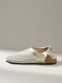 Solecia Chinelos Mule de Tela com Acento Macio para Mulheres, Calçado Leve, Respirável e Confortável - Dourado - Visão 6