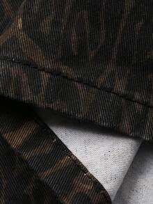 青少年男童豹纹口袋宽松休闲牛仔短裤 - 棕色 - 查看 9