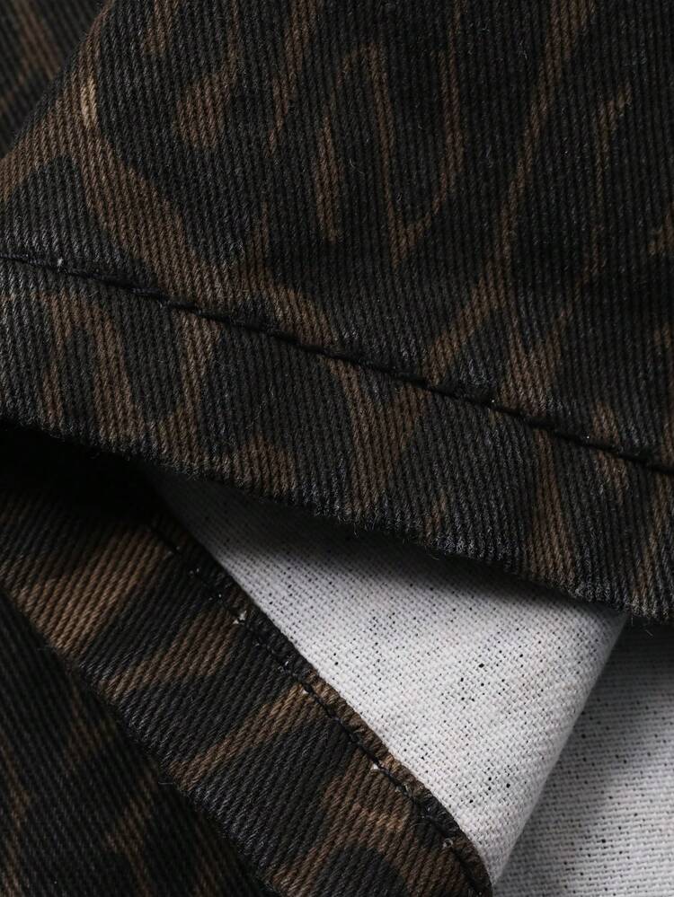 Tween Boy Leopard Print Pocket Loose Fit Casual Denim Shorts