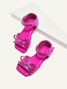 Cozy Pixies A Pair Of Children's Symphony Summer Bow Sweet Sandals, Suitable For Daily Wear, With Skirts, Weddings, Weekend Outings, Party Parties, Rose Red Fashion Princess Style Baby Sandals - Hot Pink - View 5