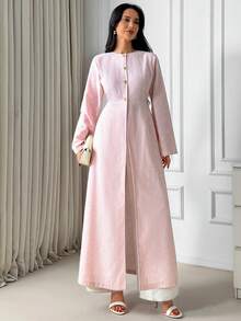 SHEIN Women, Spring, Summer, Light Blazer, Pink Fake Linen - Baby Pink - View 1