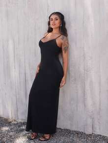 Rayane Ketlyn Vestido elegante y romántico de malla con encaje para una cita en un atardecer de San Valentín, entallado - Negro - Ver 5