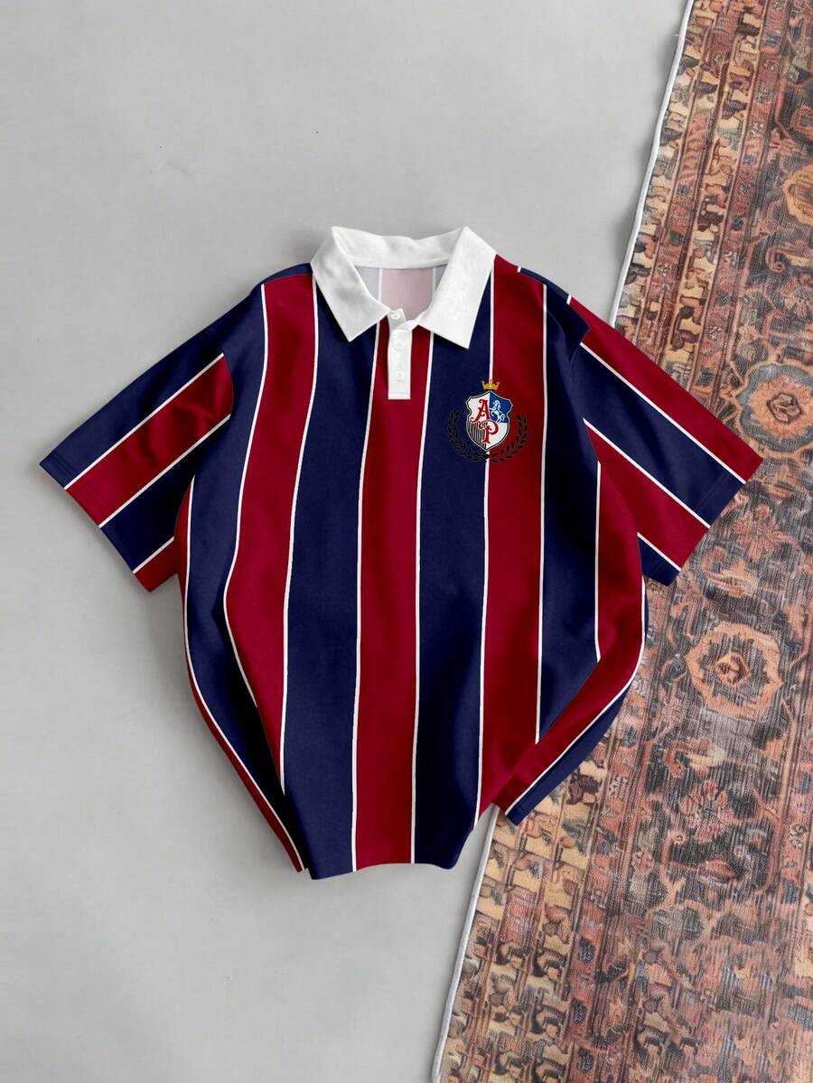 Aesthetic Post Men's Striped Short Sleeve Casual Commuter Polo Shirt - Multicolor - View 1