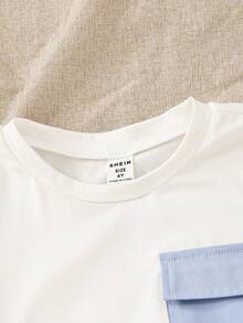 SHEIN Genkimix Kids Setelan Kaos Lengan Pendek dan Celana Pendek Kasual Musim Panas untuk Anak Laki-Laki - Baby Blue - View 5