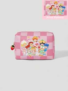 Strawberry Shortcake | ROMWE Cute Cartoon Printed Strawberry Pendant Bag, Portable Storage Cosmetic Bag, Large-Capacity Storage Bag. - powder - View 2