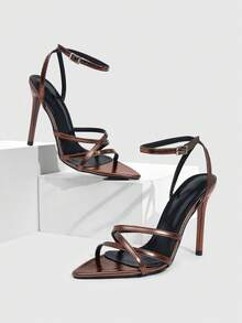 CUCCOO SZL Women's Fashion Sexy Pointed Toe High Heel Sandals - Brown - View 1