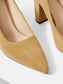 Mnmlis Tacones altos de punta elegantes para mujeres para ir al trabajo - Caqui - Ver 6