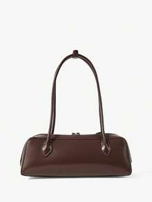 MUSERA Slim Long Strap Faux Leather Bowler Bag - Coffee - View 4