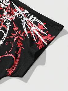 ROMWE MEN Goth Men's Batwing Sleeve Printed Short Sleeve T-Shirt, Suitable For Everyday Wear In Spring/Summer - Black - View 6