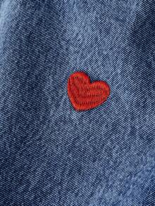 Sweetra Women's Casual Versatile Everyday Wear Denim Wide Leg Pants With Pockets, Button Closure And Heart Embroidery Design - Dark Wash - View 5