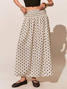 Falda larga casual de mujer con estampado de lunares - Multicolor - Ver 3