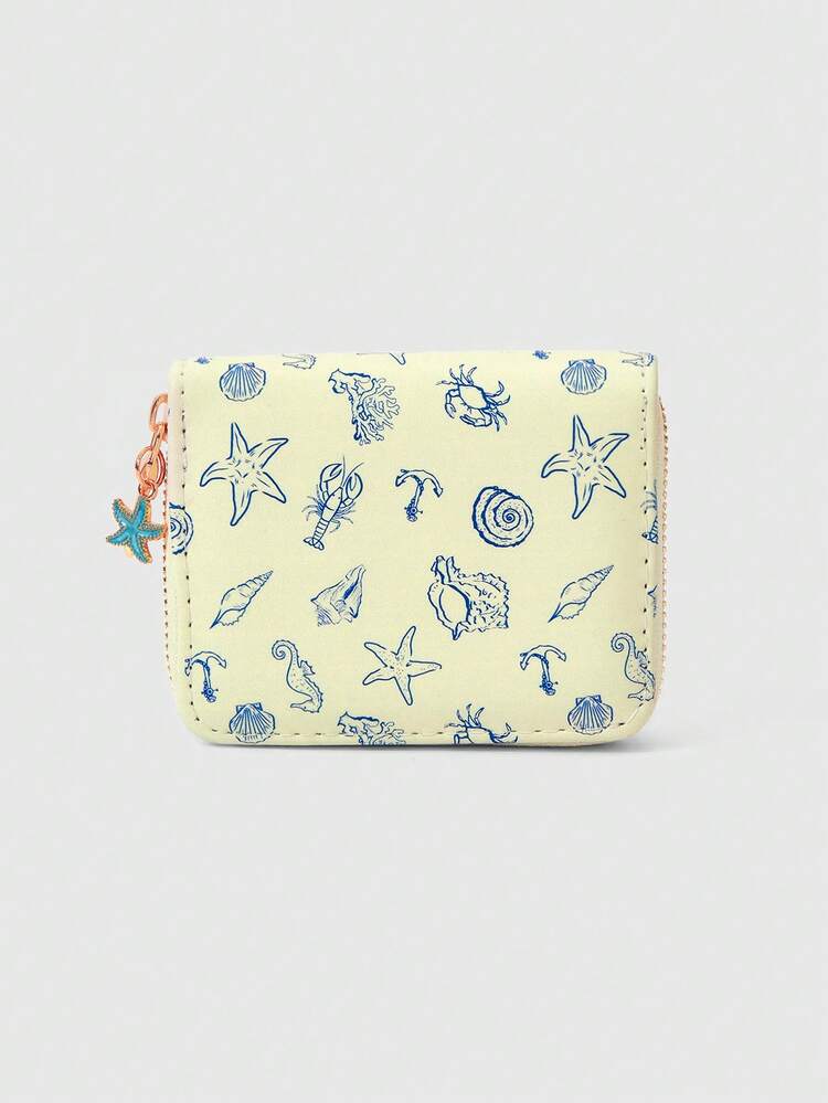 ROMWE Fairycore 1786112 1Pc Sea Shell Creature Pattern Simple Style Zipper Change Bag, Suitable For Women. - Multicolor 2 - View 1