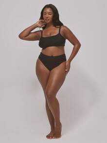 MUSERA Áo bikini cổ tròn chui đầu size lớn, chỉ áo, đồ bơi cơ bản cho kỳ nghỉ hè, du lịch, đi biển, resort - màu đen - Xem 5