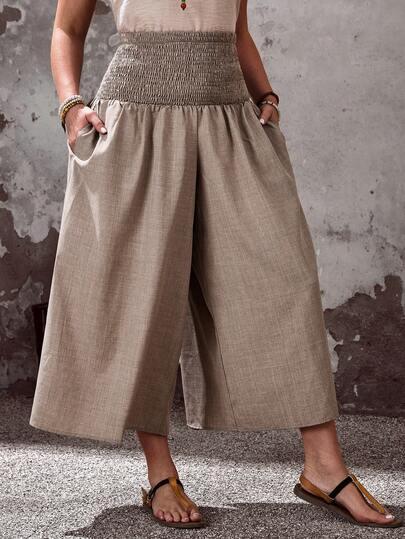 EMERY ROSE 大码夏季休闲度假阔腿宽松裤