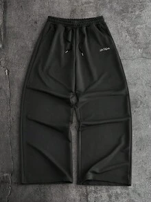 AXEPEAK Conjunto de camiseta y pantalones casuales para hombre con estampado de letras, para verano - Gris - Ver 6