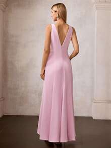 MOTF Soiréza WOMEN'S ROUND NECK SLEEVELESS 3D FLORAL LONG MERMAID DRESS, SPRING/SUMMER - Pink - View 4