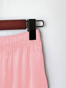 Lyxana Women's Casual Solid Color Drawstring Waist Long Pants - Pink - View 6